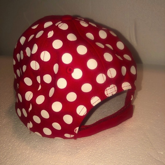 DISNEY Minnie Mouse Red & White Polka Dot Baseball Cap Velcro Strap Ladies OS - Picture 3 of 7